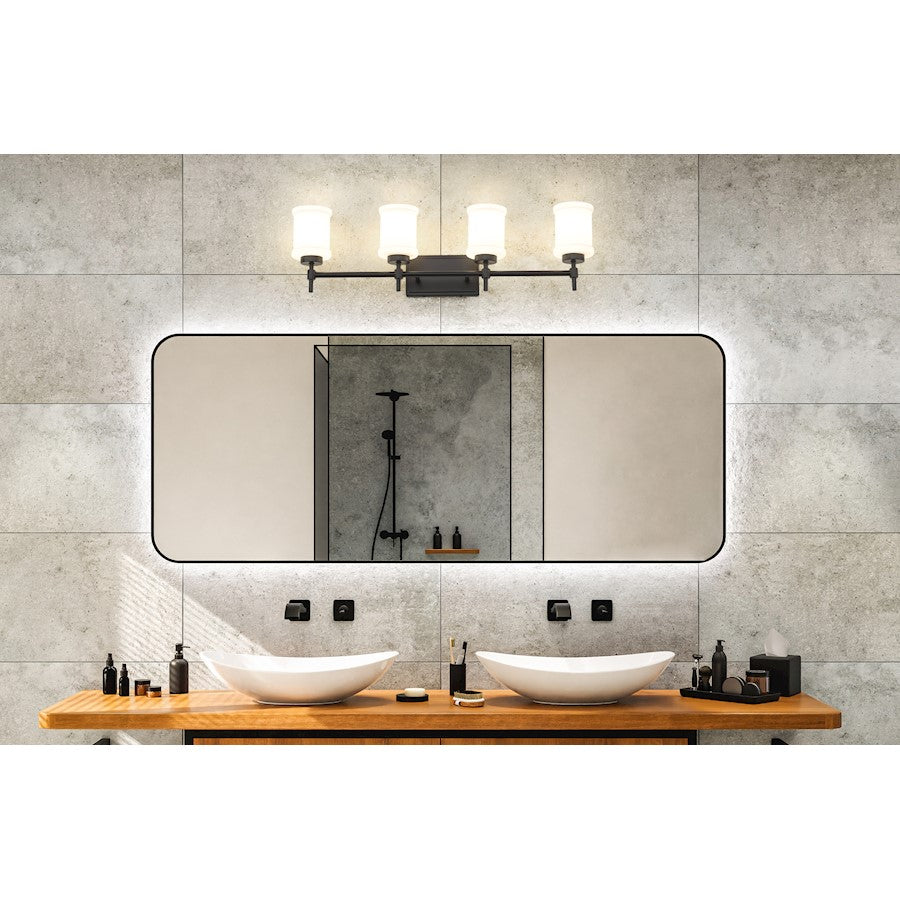 4 Light 31.5" Bathroom Vanity Light, Matte Black