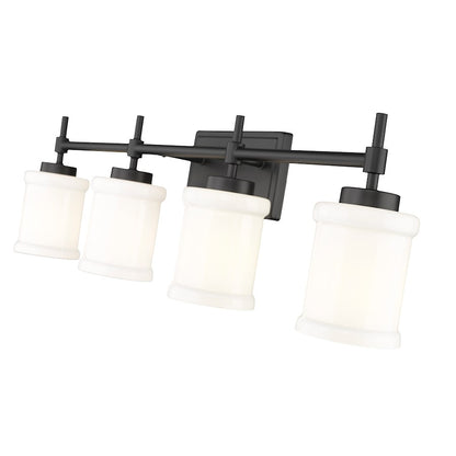 4 Light 31.5" Bathroom Vanity Light, Matte Black