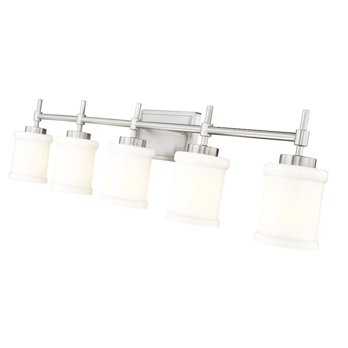 Z-Lite Cadoc 5 Light 40.5" Vanity, Brushed Nickel/Gloss Opal