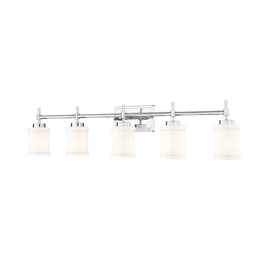 Z-Lite Cadoc 5 Light 40.5" Vanity, Chrome/Gloss Opal - 622-5V-CH