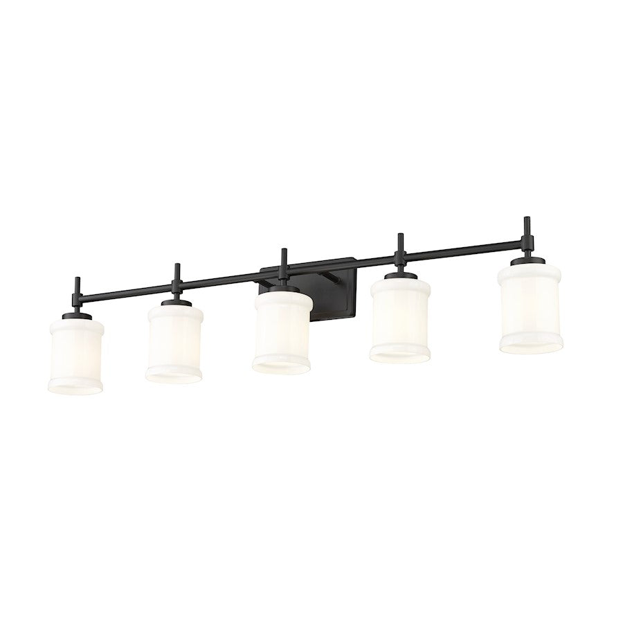 5 Light 40.5" Bathroom Vanity Light, Matte Black