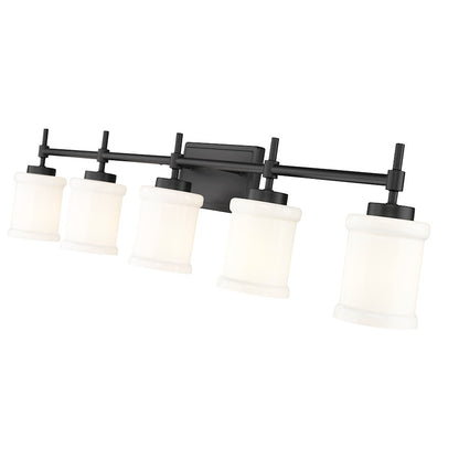 5 Light 40.5" Bathroom Vanity Light, Matte Black