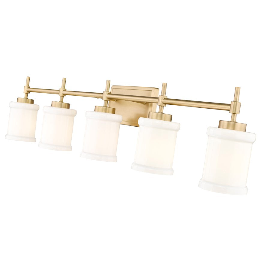 5 Light 40.5" Bathroom Vanity Light, Modern Gold