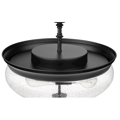 Z-Lite Amon 3 Light Semi Flush Mount, Matte Black/Seeded Glass