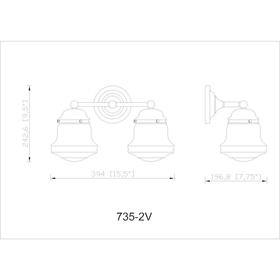 2 Light Bathroom Vanity Light, Chrome