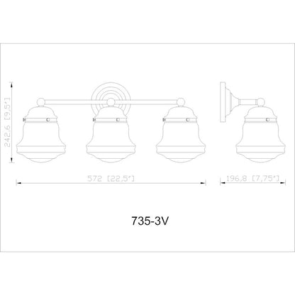 3 Light Bathroom Vanity Light, Luxe Gold