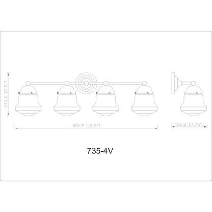 4 Light Bathroom Vanity Light, Luxe Gold