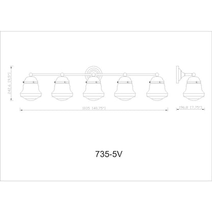 5 Light Bathroom Vanity Light, Luxe Gold