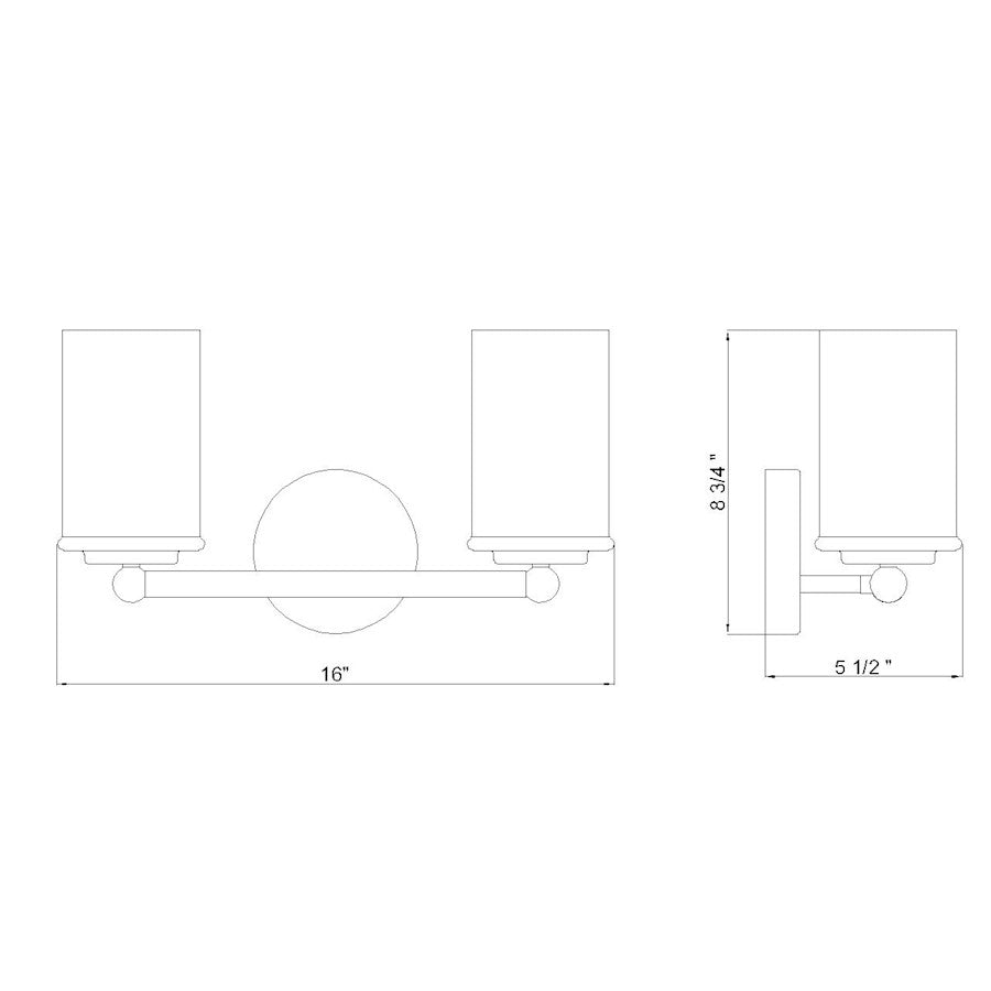 2 Light Bathroom Vanity Light, Luxe Gold