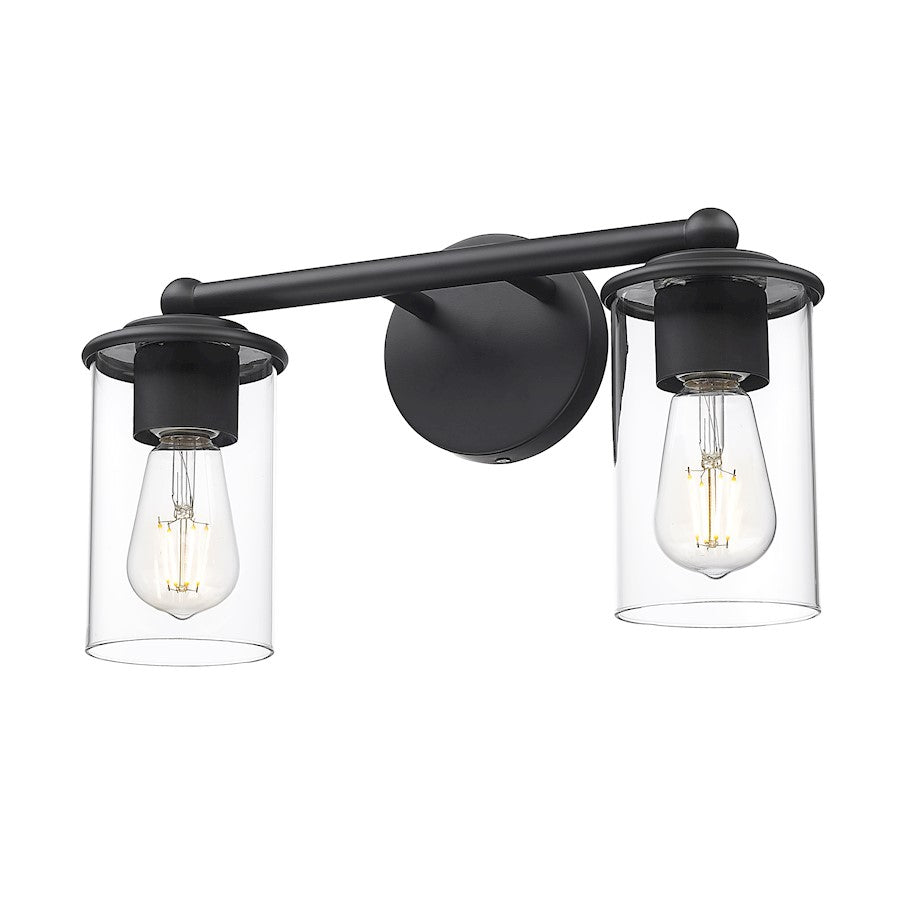 2 Light Bathroom Vanity Light, Matte Black