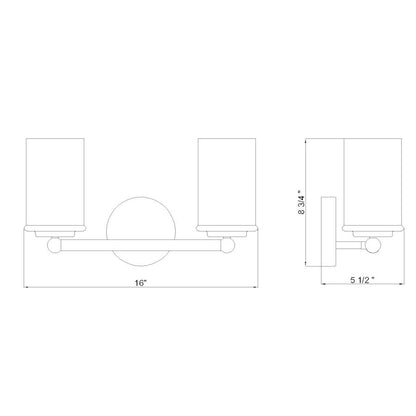 2 Light Bathroom Vanity Light, Matte Black