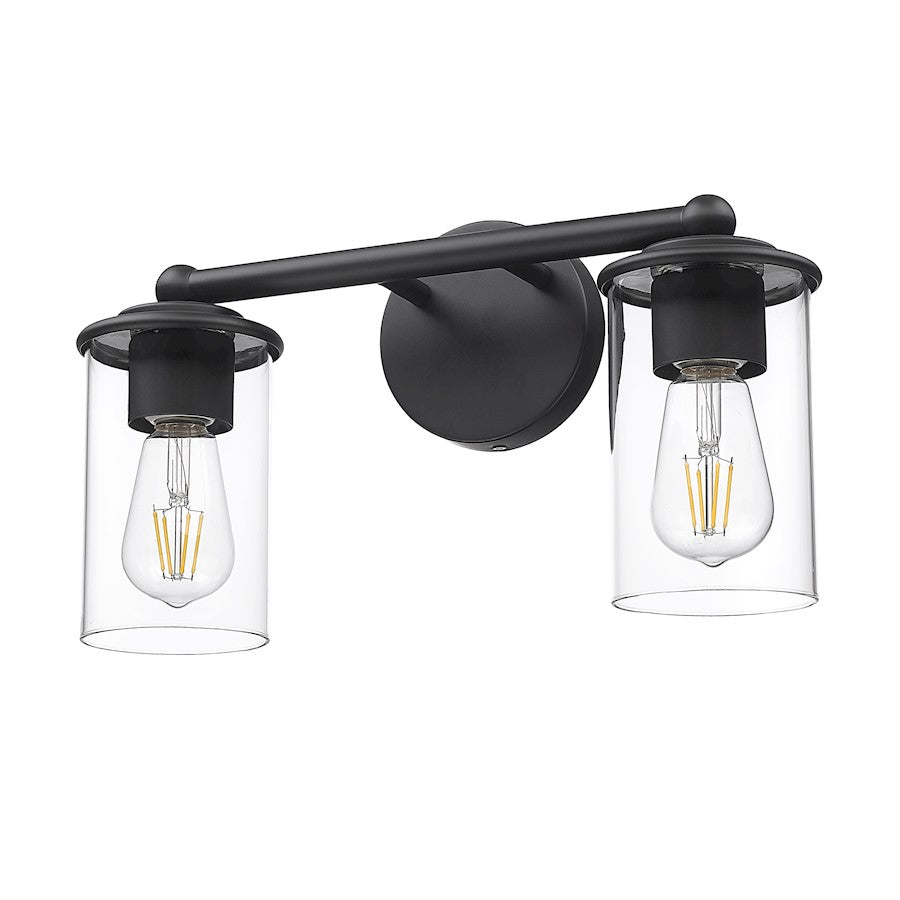 2 Light Bathroom Vanity Light, Matte Black