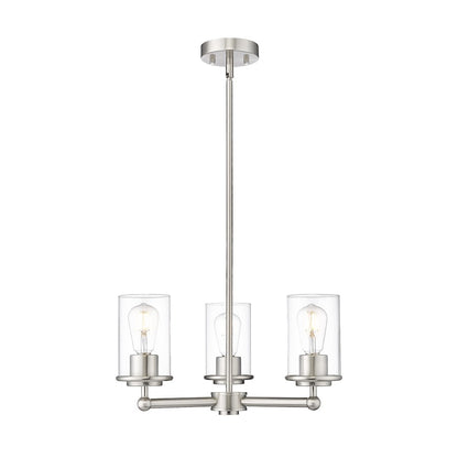Z-Lite Thayer 3 Light Chandelier, Brushed Nickel/Clear - 742-3BN