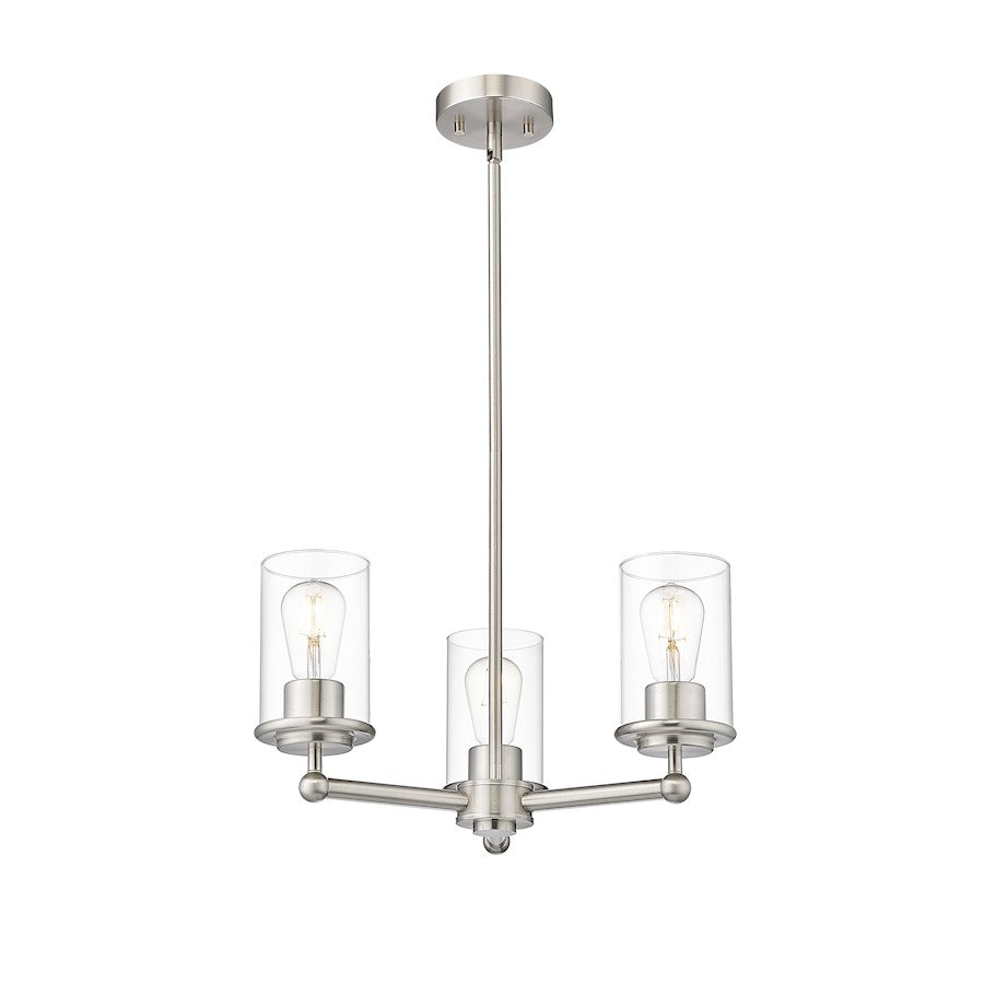 3 Light Chandelier, Brushed Nickel