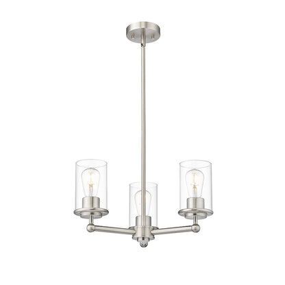 3 Light Chandelier, Brushed Nickel