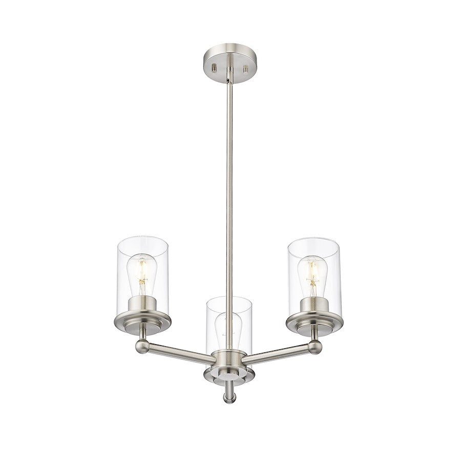 3 Light Chandelier, Brushed Nickel