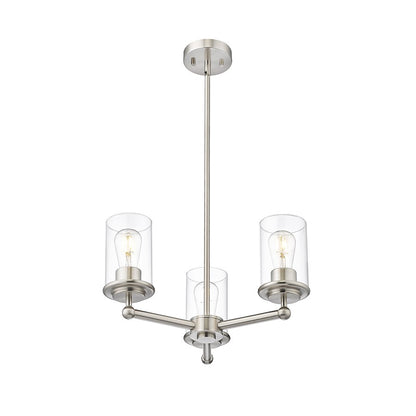 3 Light Chandelier, Brushed Nickel
