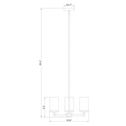 3 Light Chandelier, Brushed Nickel
