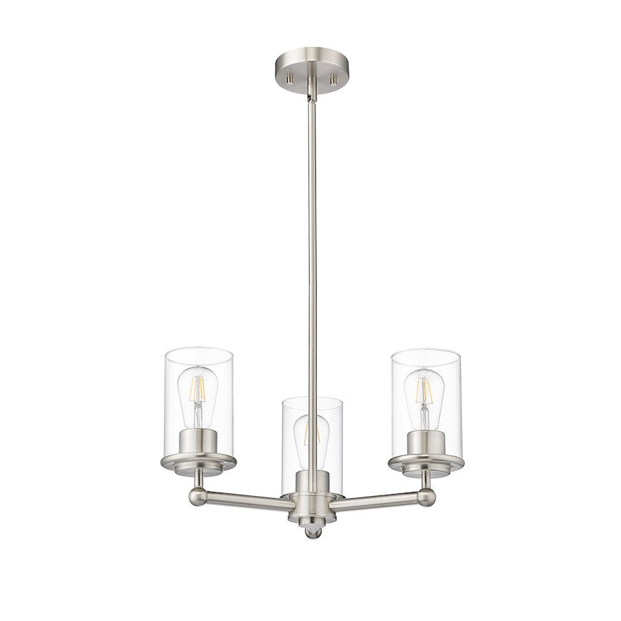 3 Light Chandelier, Brushed Nickel