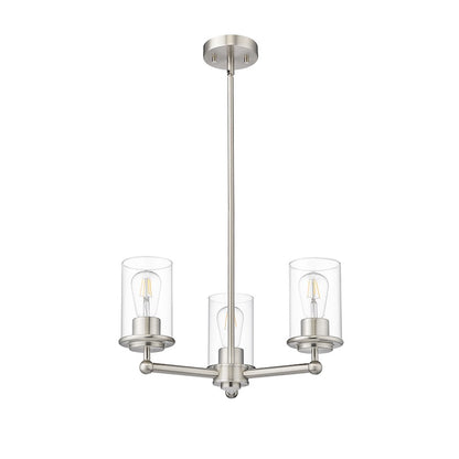 3 Light Chandelier, Brushed Nickel