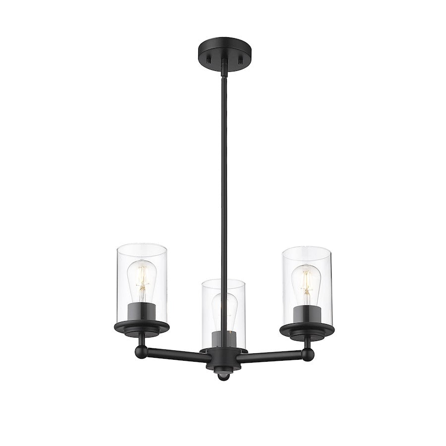 3 Light Chandelier, Matte Black