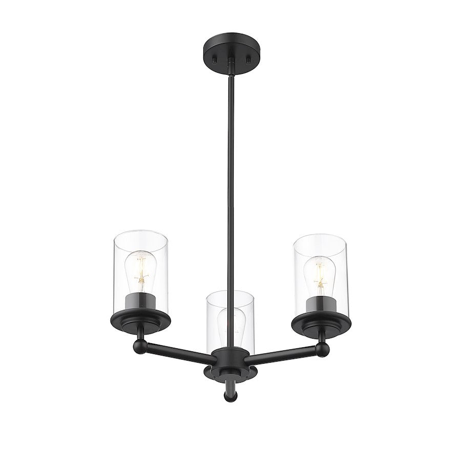 3 Light Chandelier, Matte Black