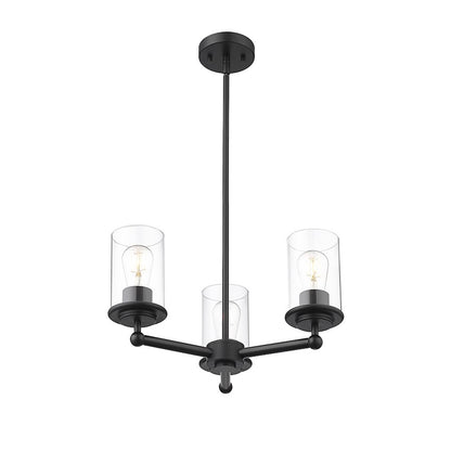 3 Light Chandelier, Matte Black