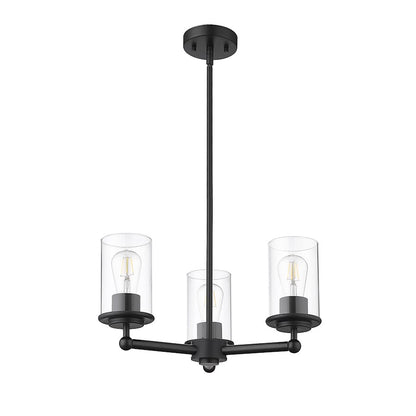 3 Light Chandelier, Matte Black