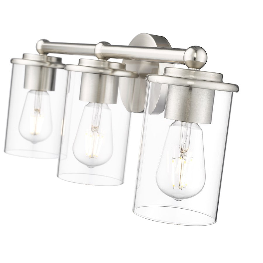 3 Light Bathroom Vanity Light, Brushed Nickel