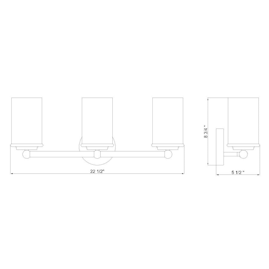 3 Light Bathroom Vanity Light, Brushed Nickel
