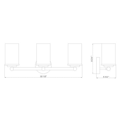 3 Light Bathroom Vanity Light, Brushed Nickel