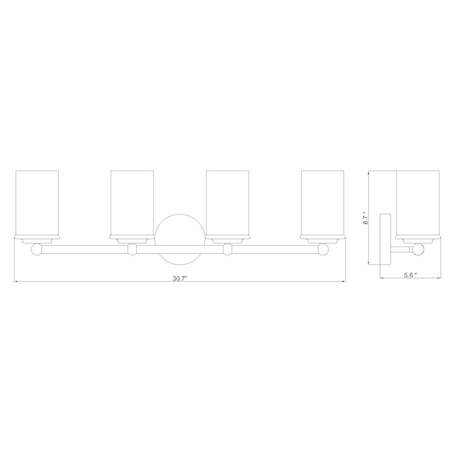 4 Light Bathroom Vanity Light, Brushed Nickel