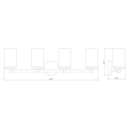 4 Light Bathroom Vanity Light, Luxe Gold