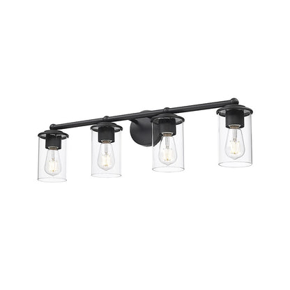 4 Light Bathroom Vanity Light, Matte Black