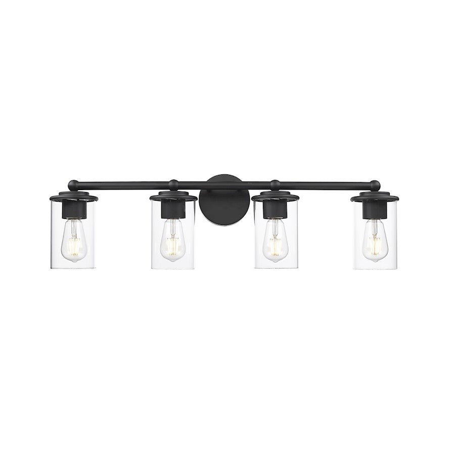 4 Light Bathroom Vanity Light, Matte Black