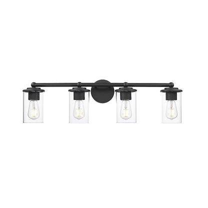 4 Light Bathroom Vanity Light, Matte Black