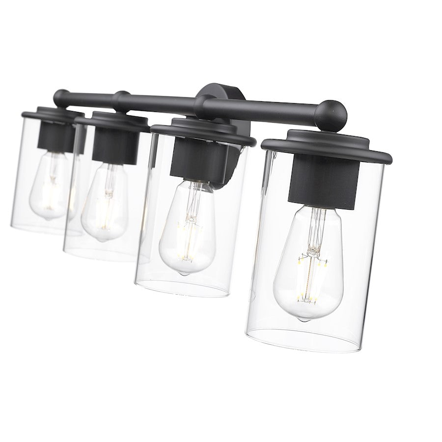 4 Light Bathroom Vanity Light, Matte Black