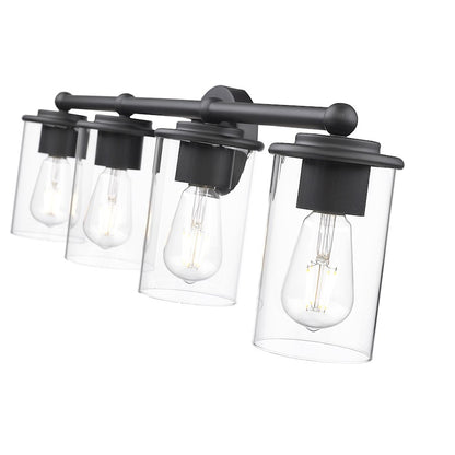 4 Light Bathroom Vanity Light, Matte Black