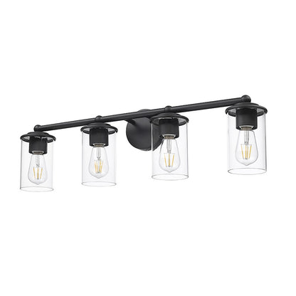4 Light Bathroom Vanity Light, Matte Black
