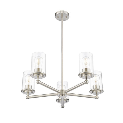 5 Light Chandelier, Brushed Nickel