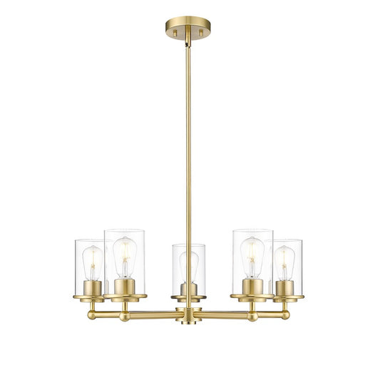 Z-Lite Thayer 5 Light Chandelier, Luxe Gold/Clear - 742-5LG