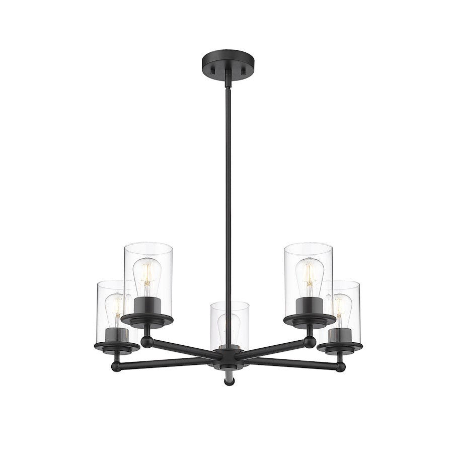 5 Light Chandelier, Matte Black