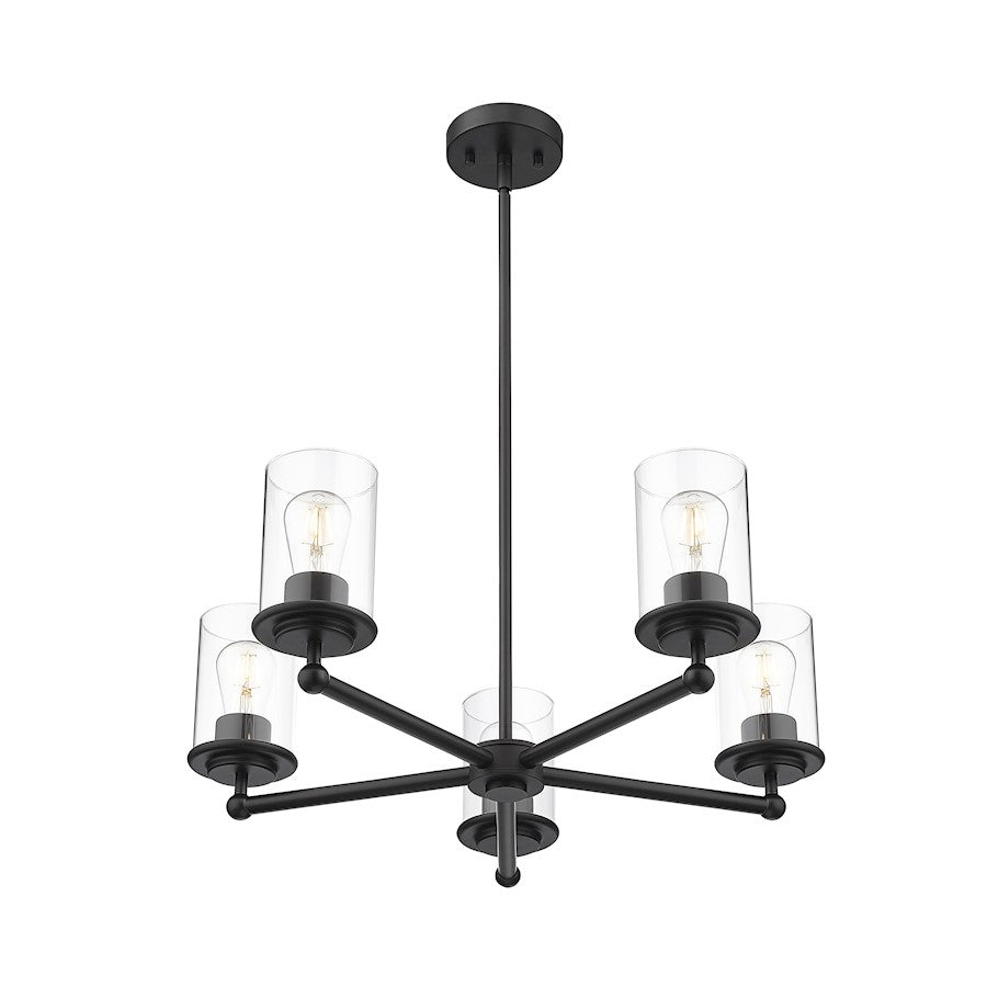 5 Light Chandelier, Matte Black