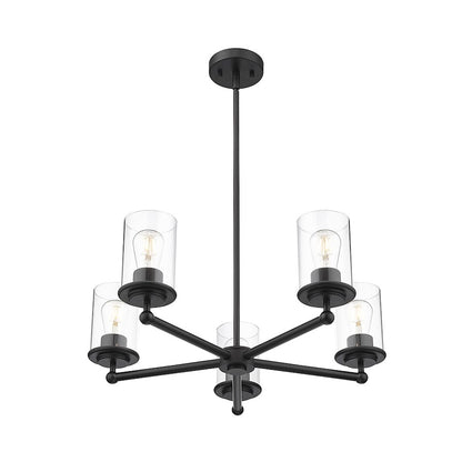 5 Light Chandelier, Matte Black