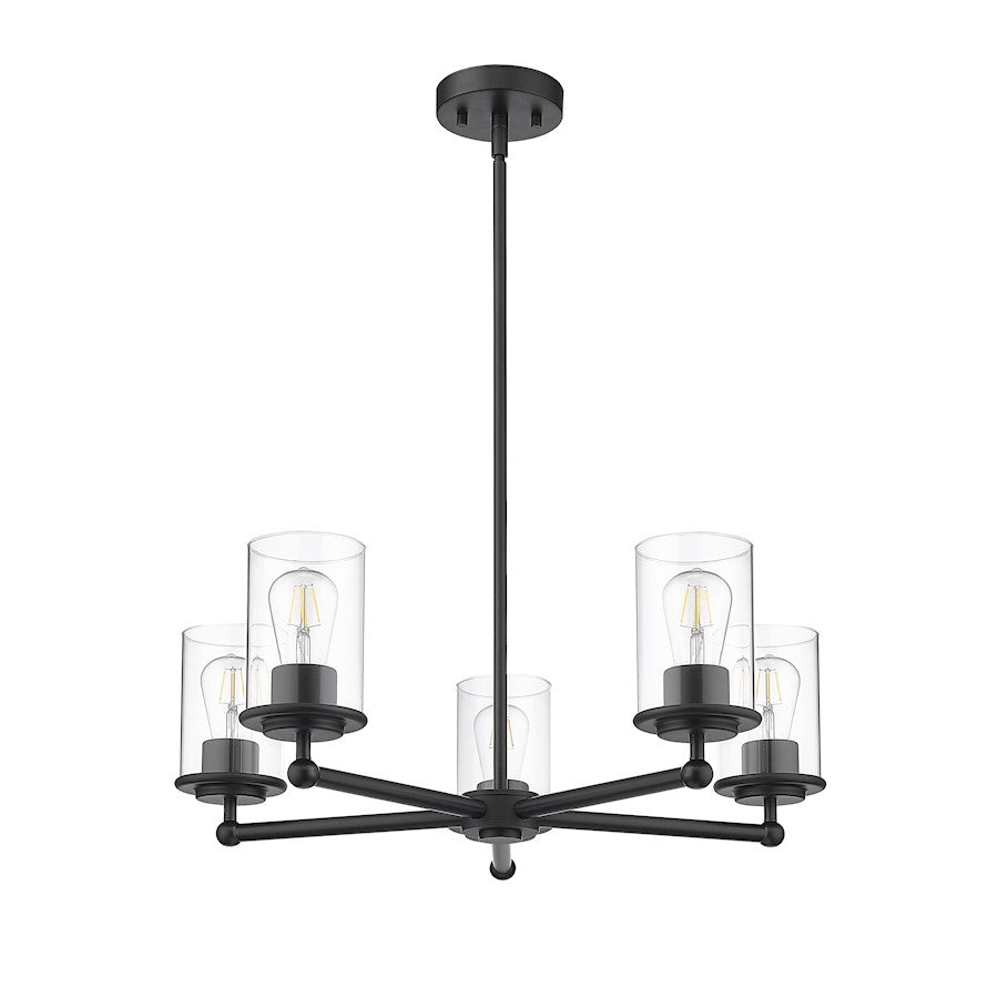 5 Light Chandelier, Matte Black