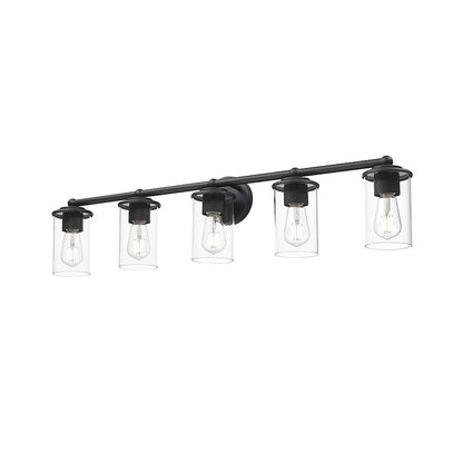 5 Light Bathroom Vanity Light, Matte Black