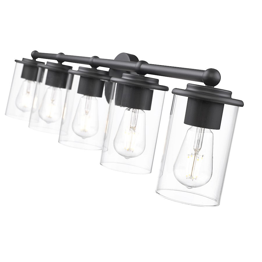 5 Light Bathroom Vanity Light, Matte Black