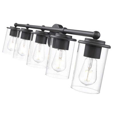 5 Light Bathroom Vanity Light, Matte Black