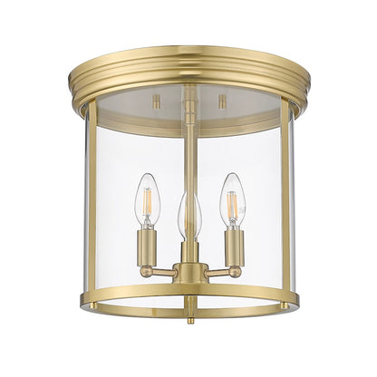 Z-Lite Thayer 3 Light Flush Mount, Luxe Gold/Clear