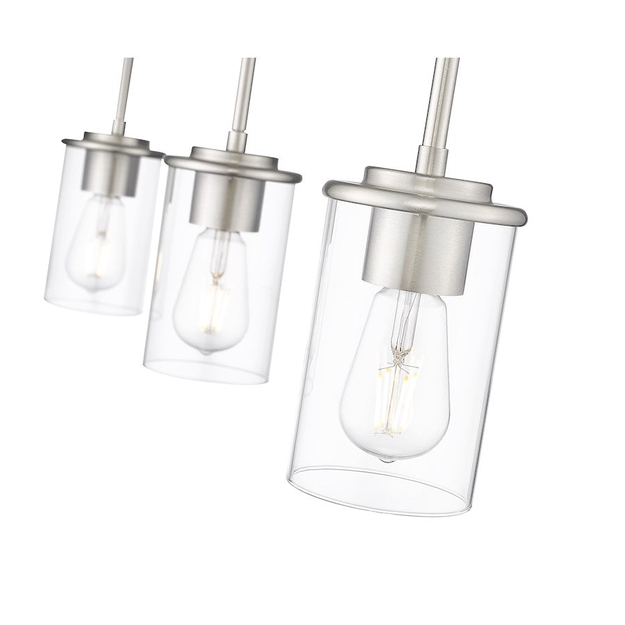 3 Light Pendant, Brushed Nickel